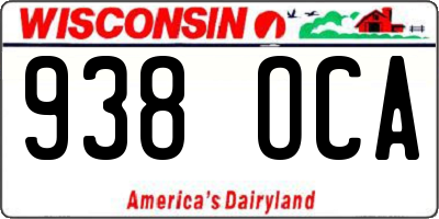 WI license plate 938OCA