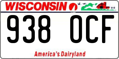 WI license plate 938OCF