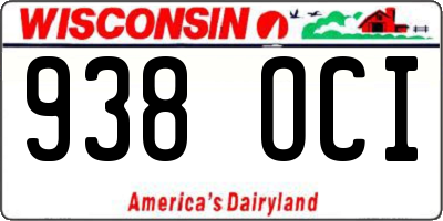 WI license plate 938OCI