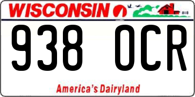 WI license plate 938OCR