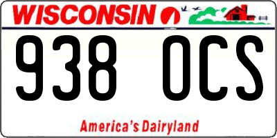 WI license plate 938OCS