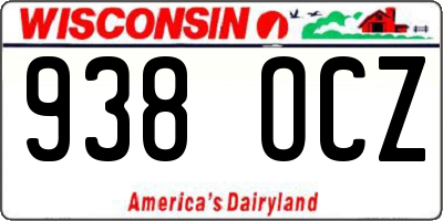 WI license plate 938OCZ