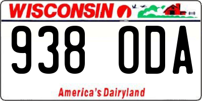 WI license plate 938ODA
