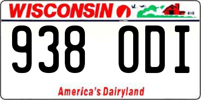 WI license plate 938ODI