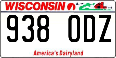 WI license plate 938ODZ