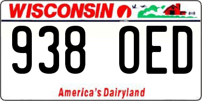 WI license plate 938OED