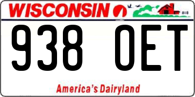 WI license plate 938OET