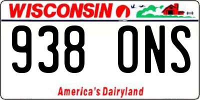 WI license plate 938ONS