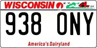 WI license plate 938ONY