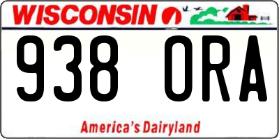WI license plate 938ORA