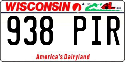 WI license plate 938PIR