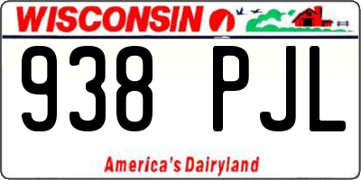 WI license plate 938PJL