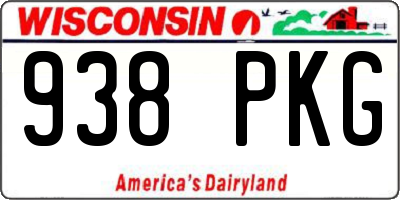 WI license plate 938PKG