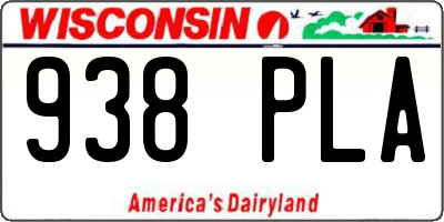 WI license plate 938PLA