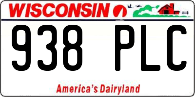 WI license plate 938PLC