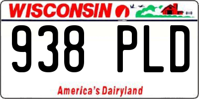 WI license plate 938PLD