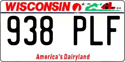 WI license plate 938PLF
