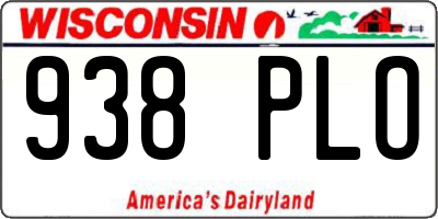 WI license plate 938PLO