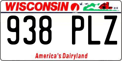WI license plate 938PLZ