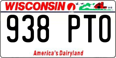 WI license plate 938PTO
