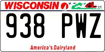 WI license plate 938PWZ