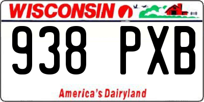 WI license plate 938PXB