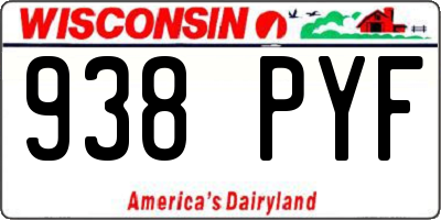 WI license plate 938PYF