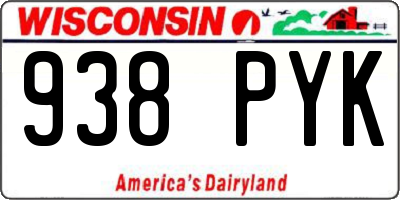 WI license plate 938PYK