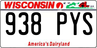 WI license plate 938PYS