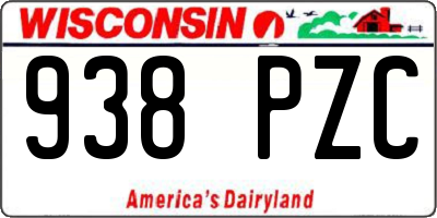 WI license plate 938PZC