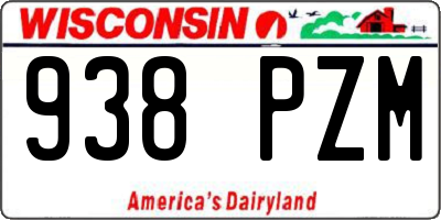 WI license plate 938PZM