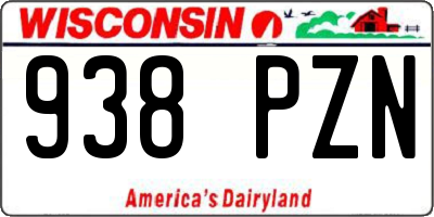 WI license plate 938PZN
