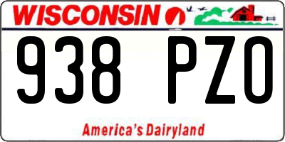 WI license plate 938PZO