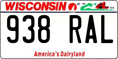 WI license plate 938RAL