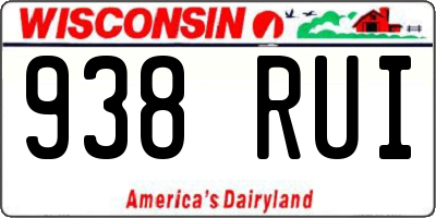 WI license plate 938RUI