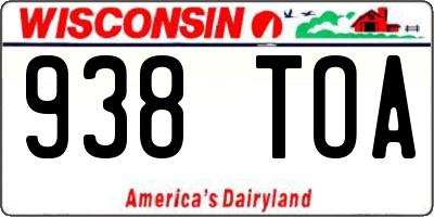 WI license plate 938TOA