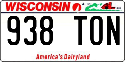 WI license plate 938TON