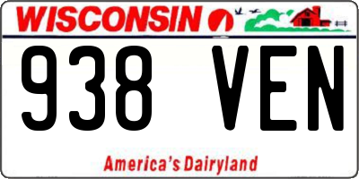 WI license plate 938VEN