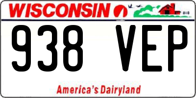 WI license plate 938VEP