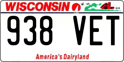 WI license plate 938VET