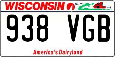 WI license plate 938VGB