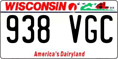 WI license plate 938VGC