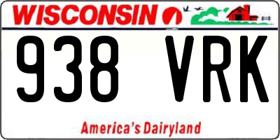 WI license plate 938VRK