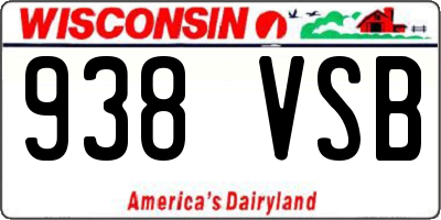 WI license plate 938VSB