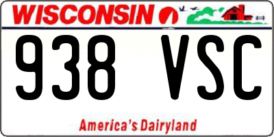 WI license plate 938VSC