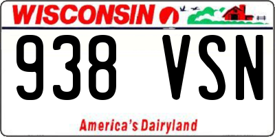 WI license plate 938VSN