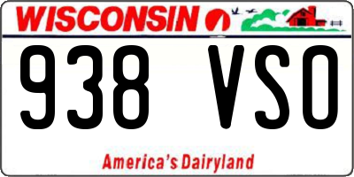 WI license plate 938VSO