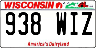 WI license plate 938WIZ