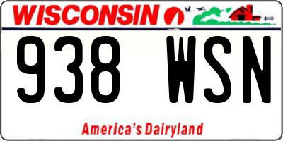 WI license plate 938WSN