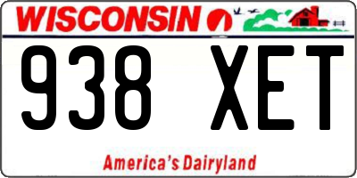 WI license plate 938XET